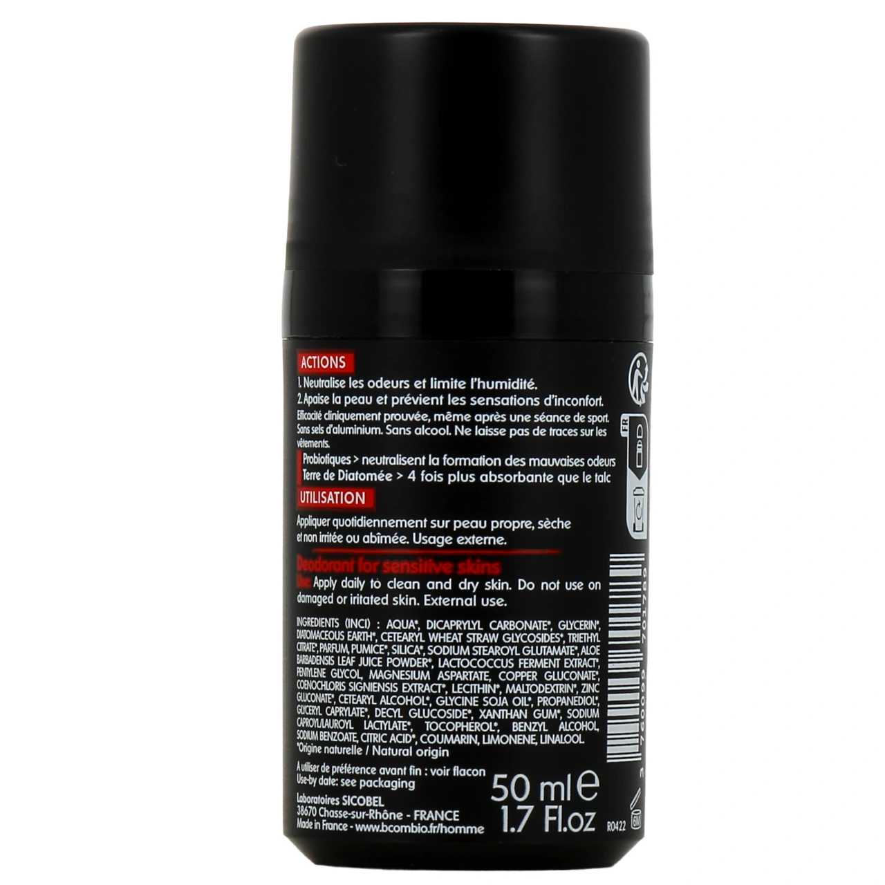 B com Bio Homme Déodorant 48h Peaux Sensibles - Vue 3