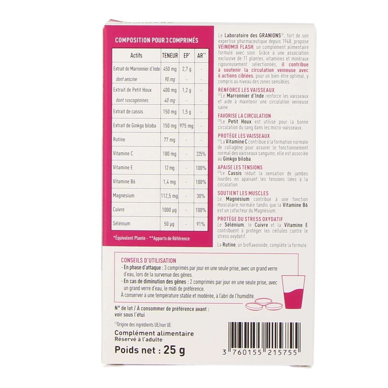Granions Veinomix Flash 1200 mg Circulation Veineuse - Vue 3