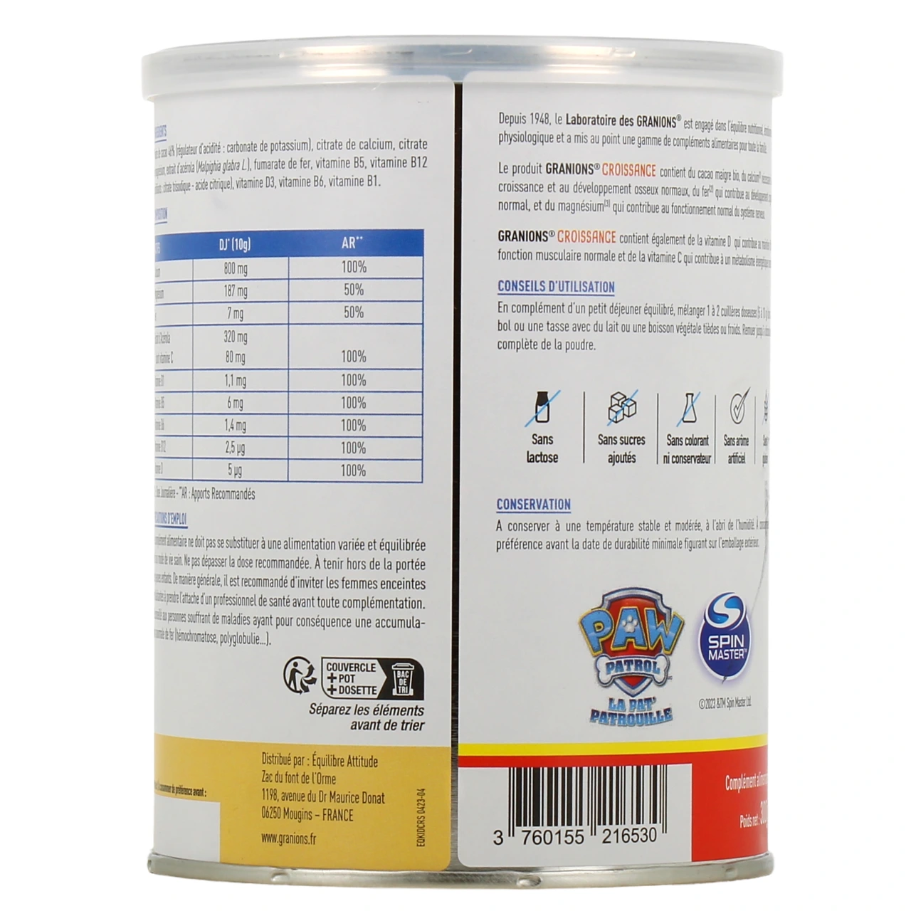 Granions Kid Pat Patrouille Poudre Cacao Croissance - Vue 3