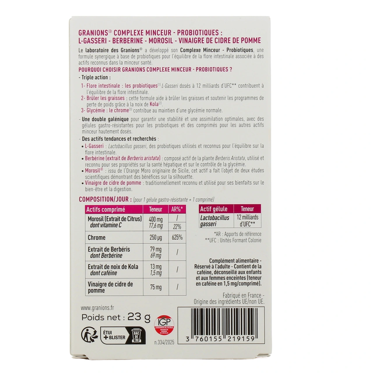 Granions Complexe Minceur Probiotiques - Vue 3