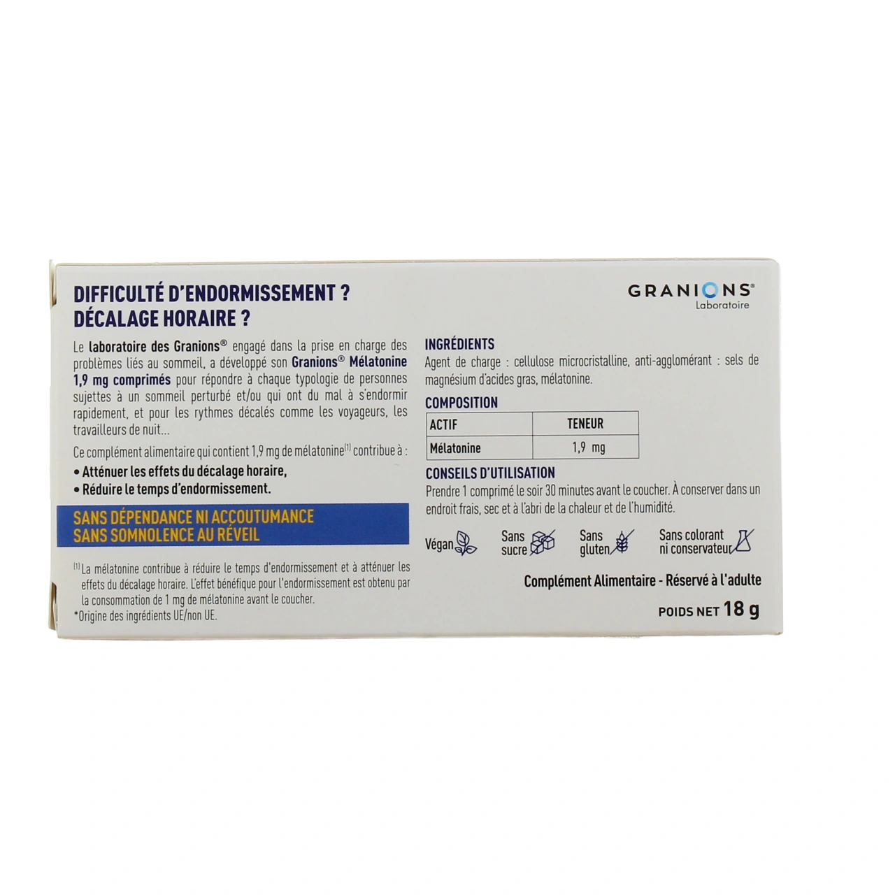 Granions Mélatonine 1,9mg Endormissement rapide - Vue 3