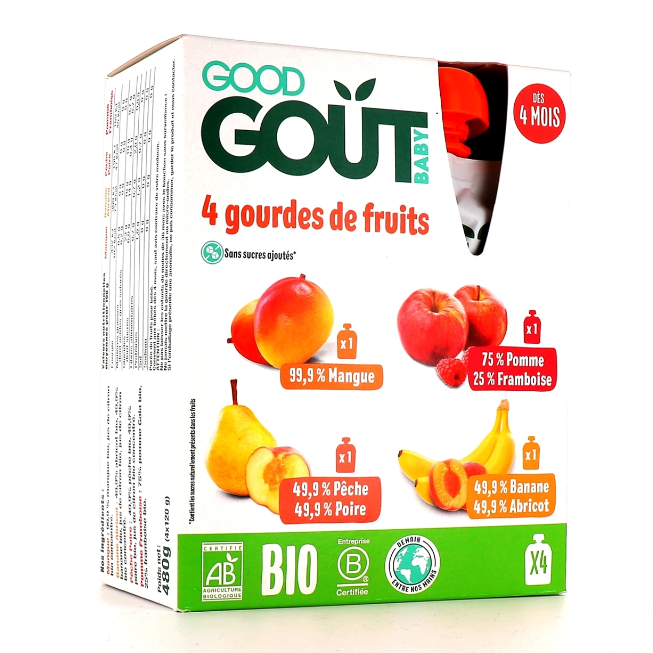 Good Goût 4 gourdes de Fruits Bébé - Good Goût