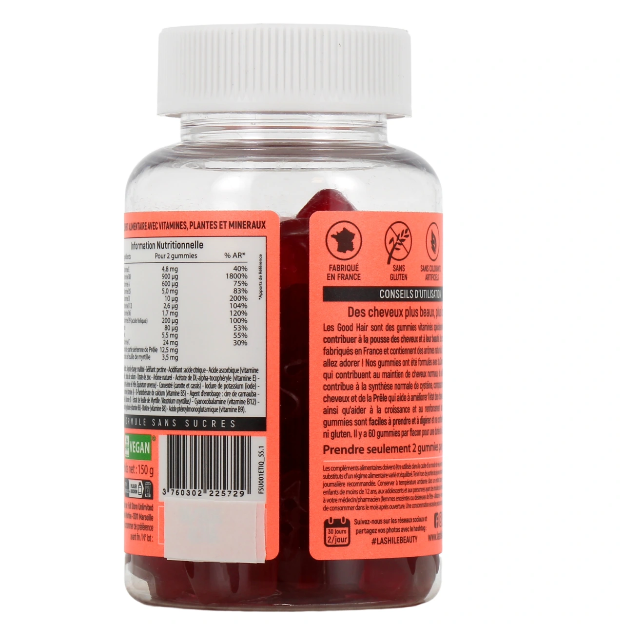Lashilé Good Hair Gummies sans sucres - Vue 3