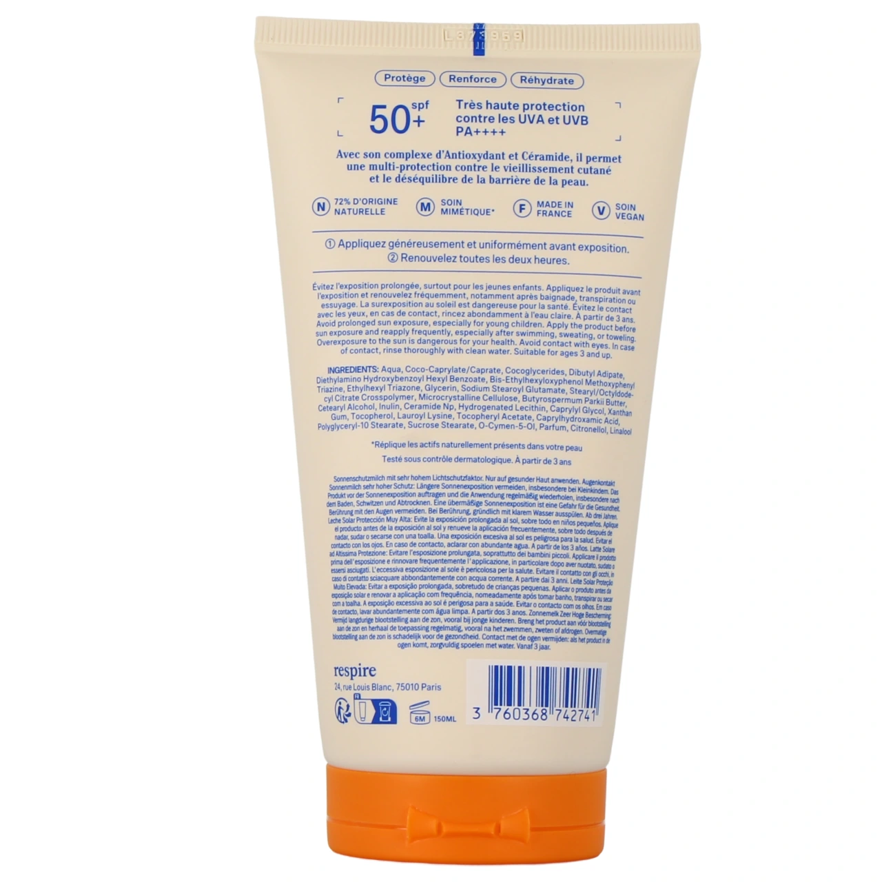 Respire Lait Solaire SPF50+ - Vue 3