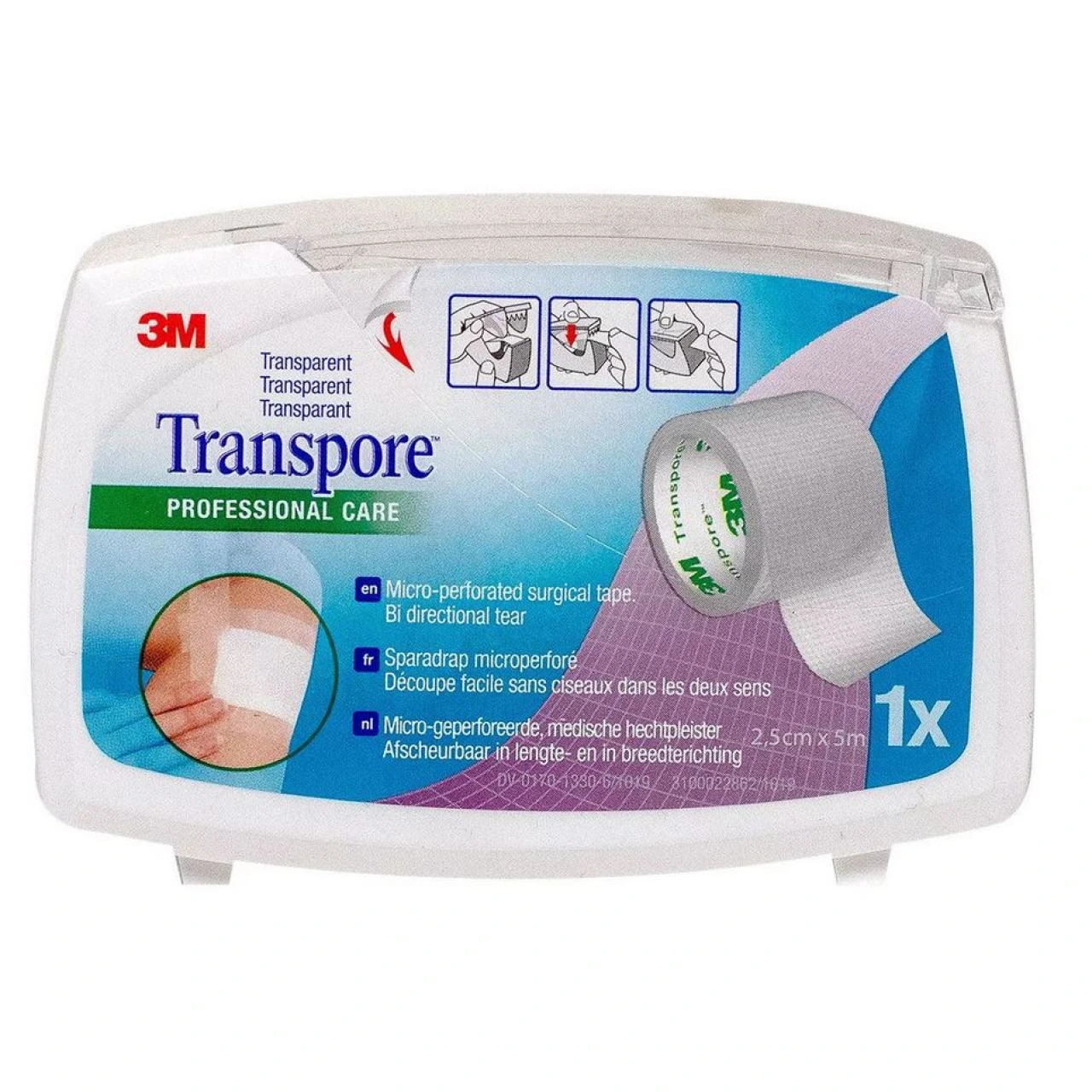 3M Transpore Sparadrap Transparent Microperforé en Dévidoir - Laboratoire 3M