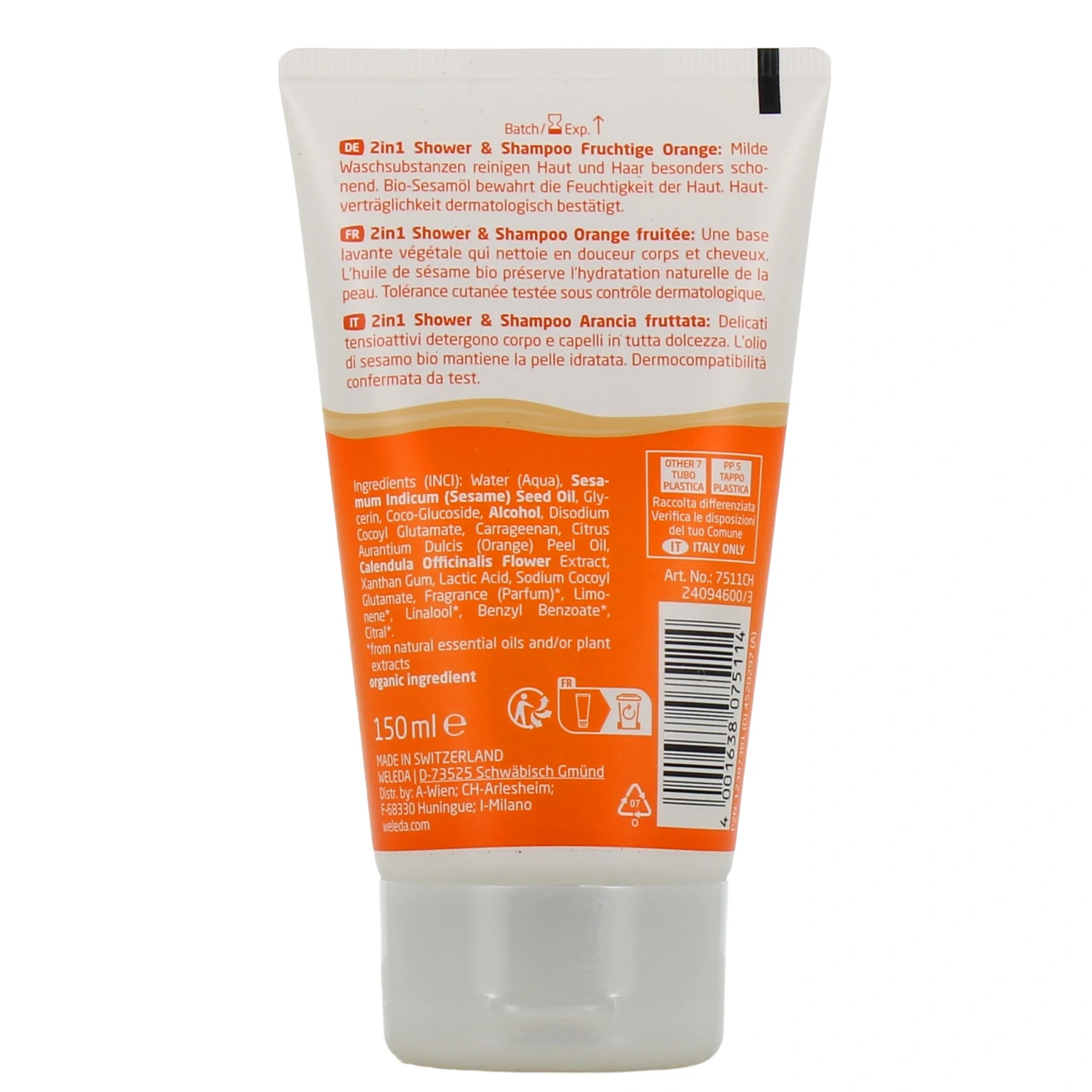 Weleda Kids Shampooing Douche 2 en 1 Orange Fruitée - Vue 3