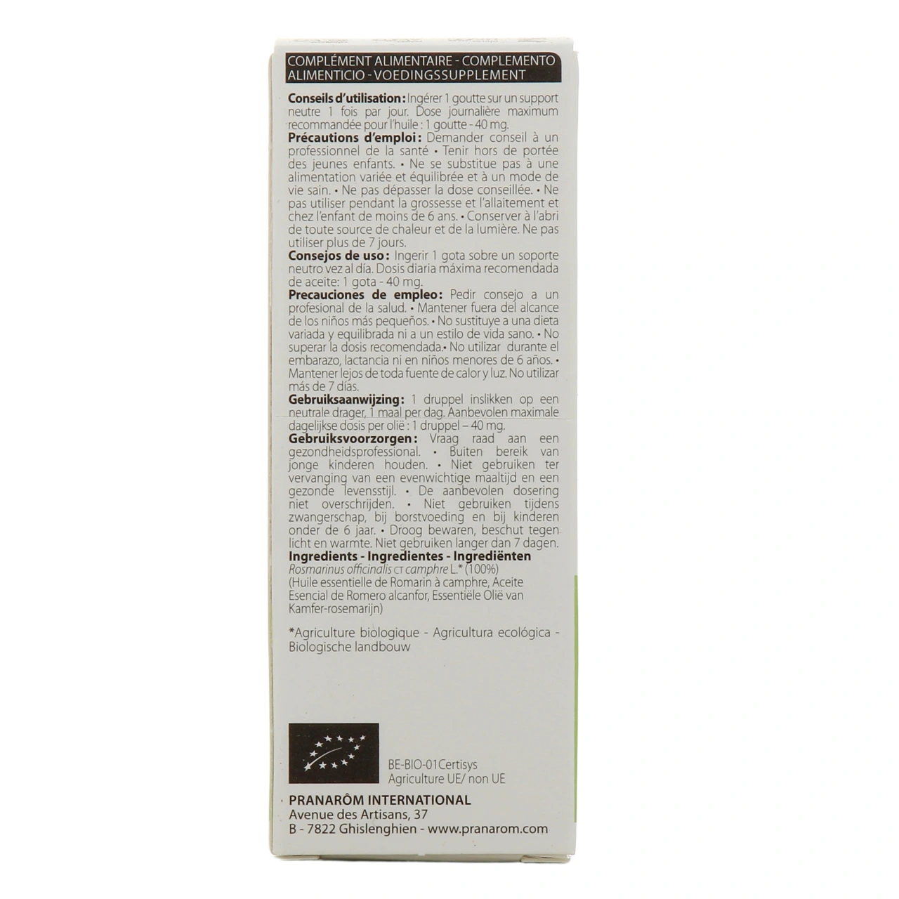 Pranarom Huile Essentielle Romarin à Camphre Bio - Vue 3