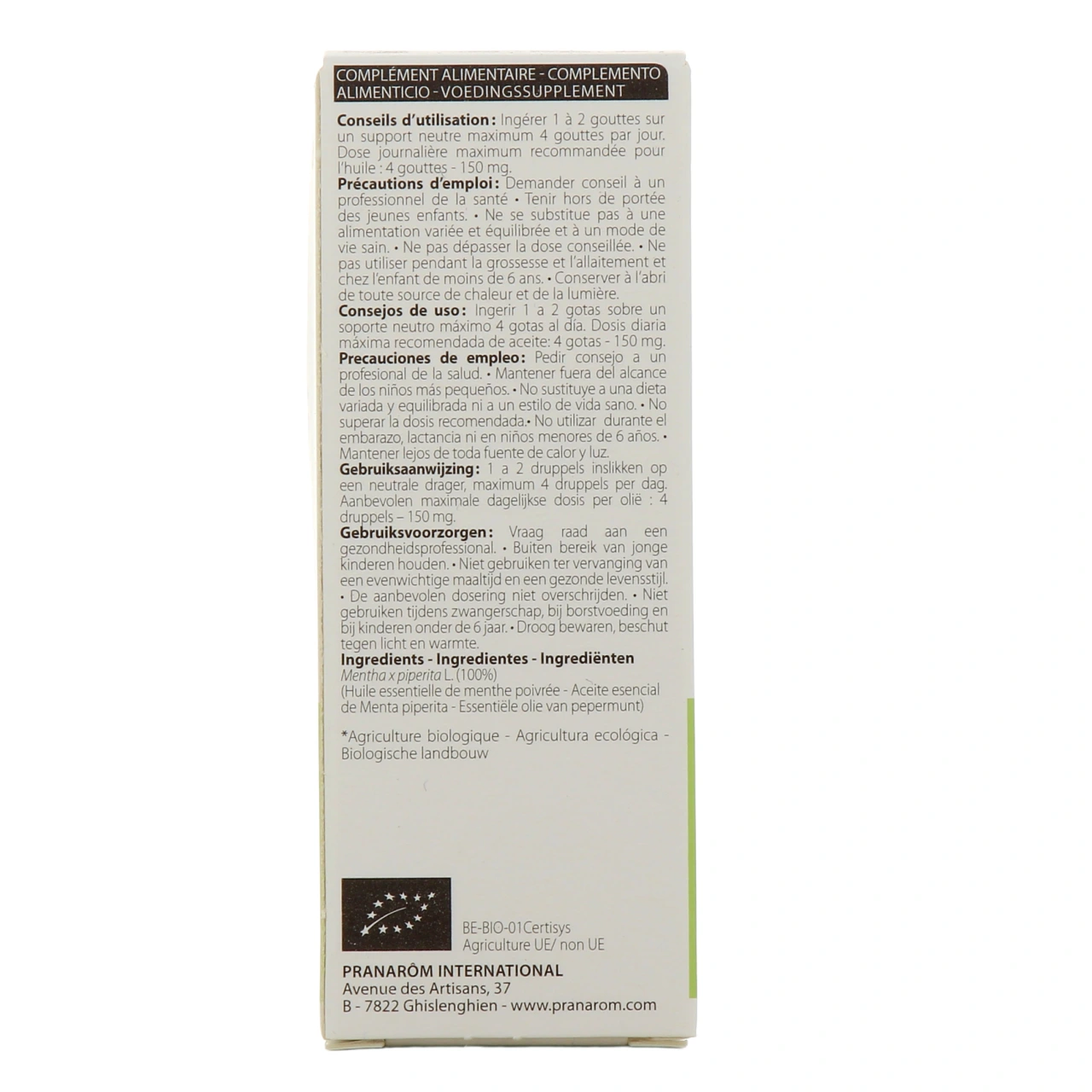 Pranarôm Bio Huile Essentielle Menthe Poivrée - Vue 4