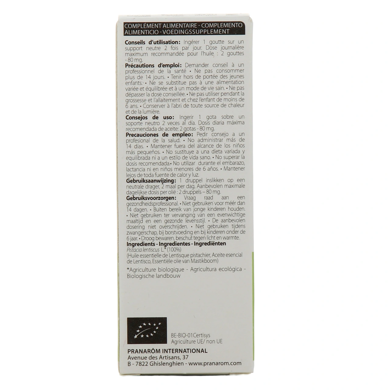 Pranarom huile essentielle lentisque pistachier Bio - Vue 3