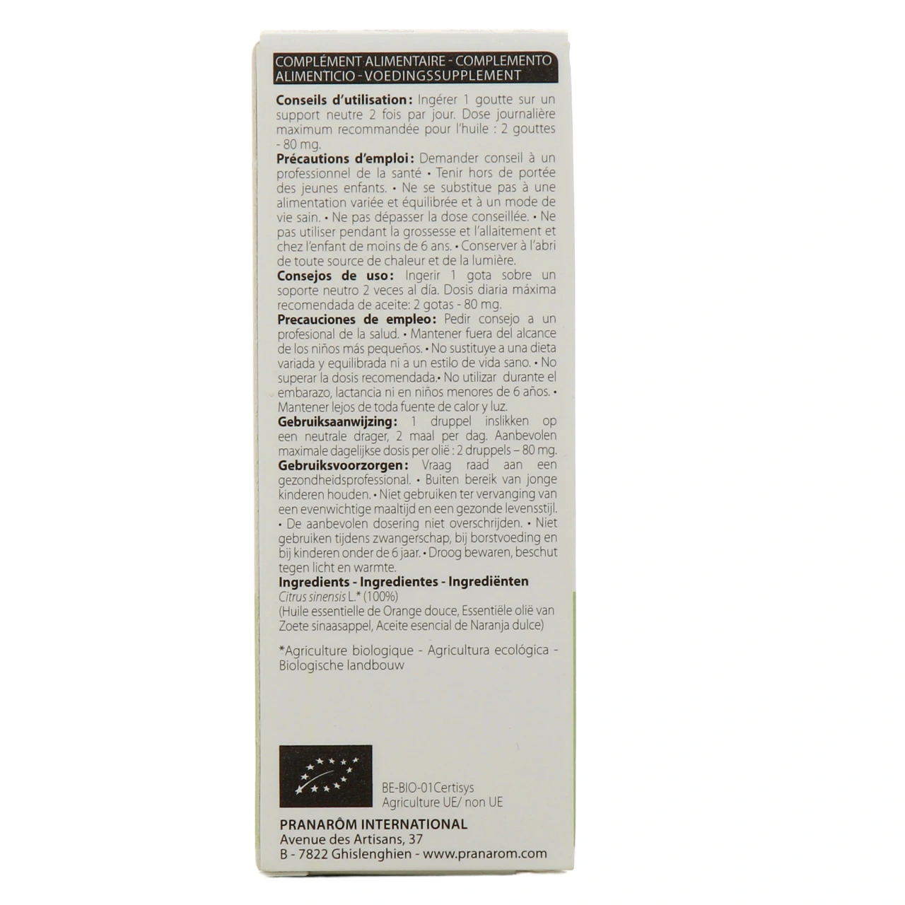 Pranarom Huile Essentielle Orange Douce Bio - Vue 3