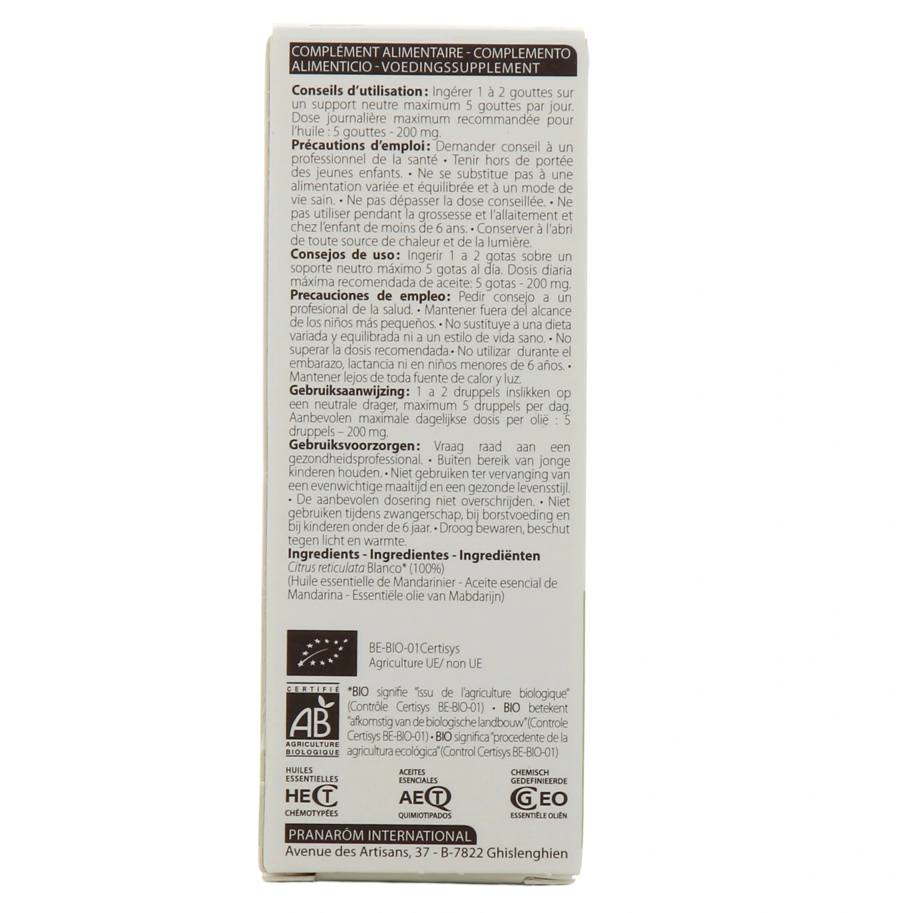 Pranarom huile essentielle mandarinier BIO - Vue 3