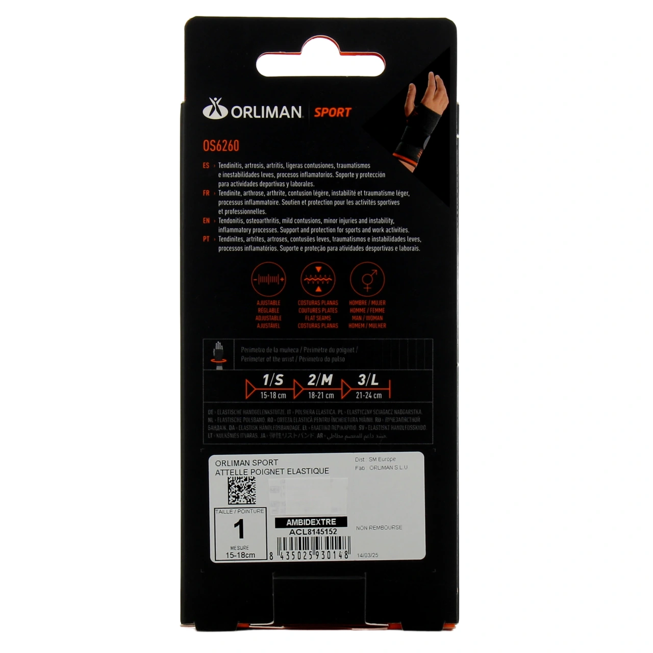 Sporactiv Attelle de Poignet Élastique - Vue 3