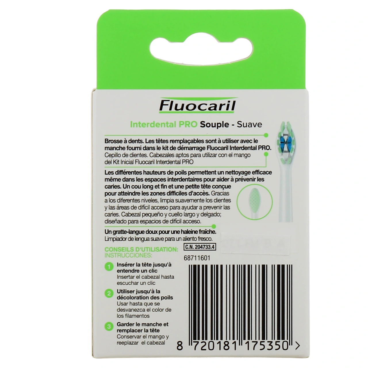 Fluocaril Interdental Pro Brosse à Dents Tête Remplaçable - Vue 7