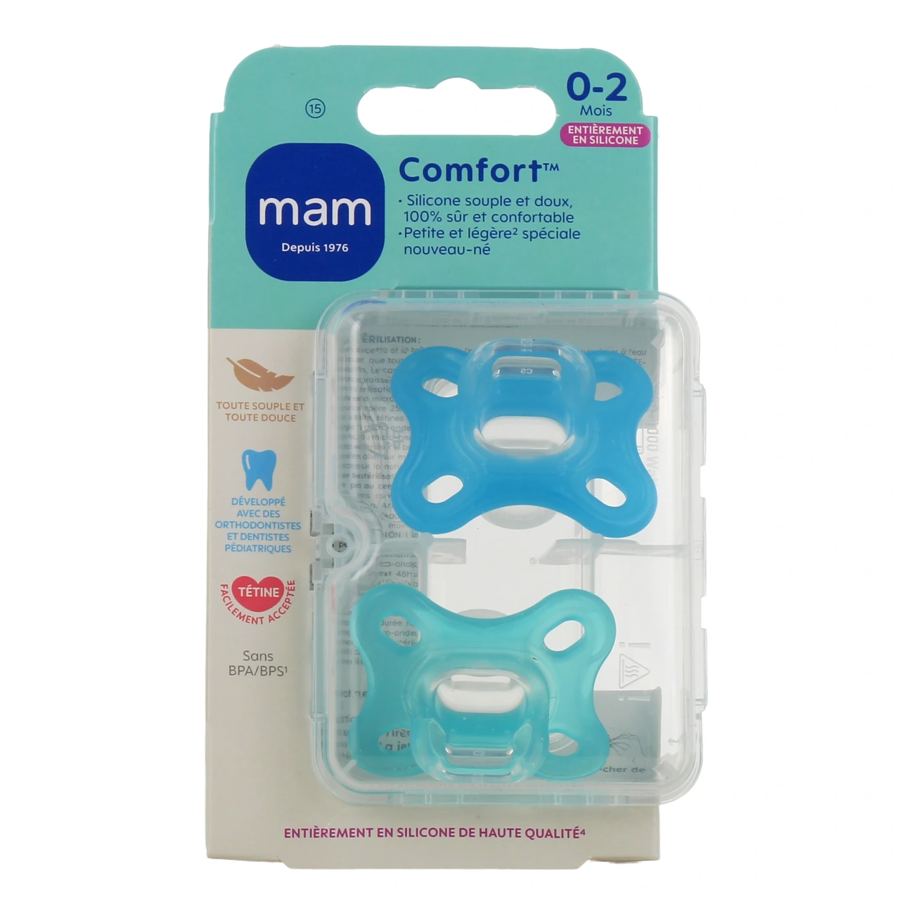 MAM Comfort Sucettes Silicone 0 Mois et + - Vue 2
