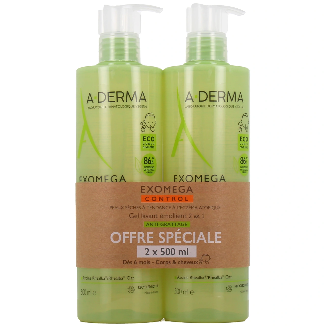A-Derma Exomega Control Gel Lavant Émollient 2 en 1 Anti-Grattage - Exomega Control