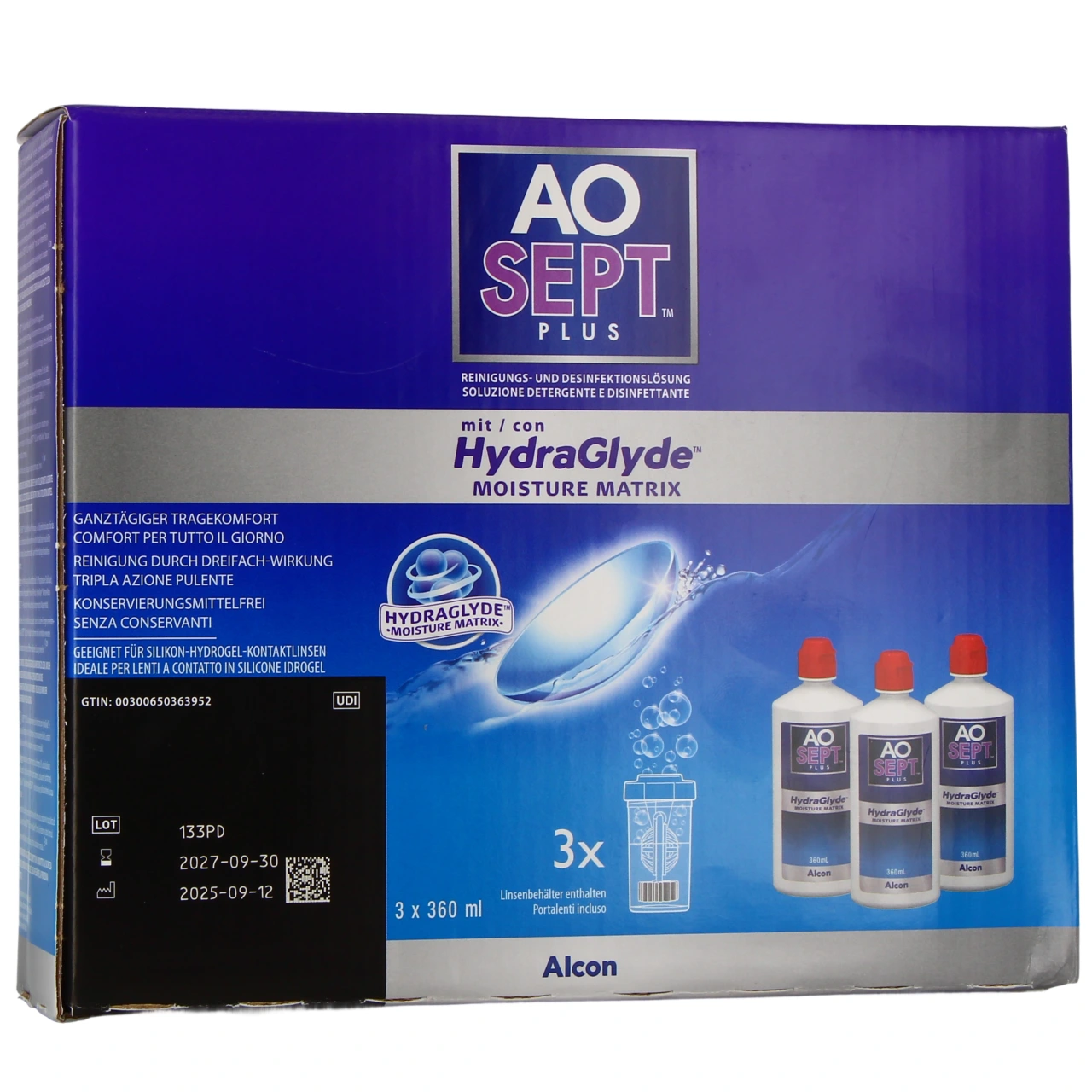 Aosept Plus Hydraglyde Solution Lentilles - Alcon