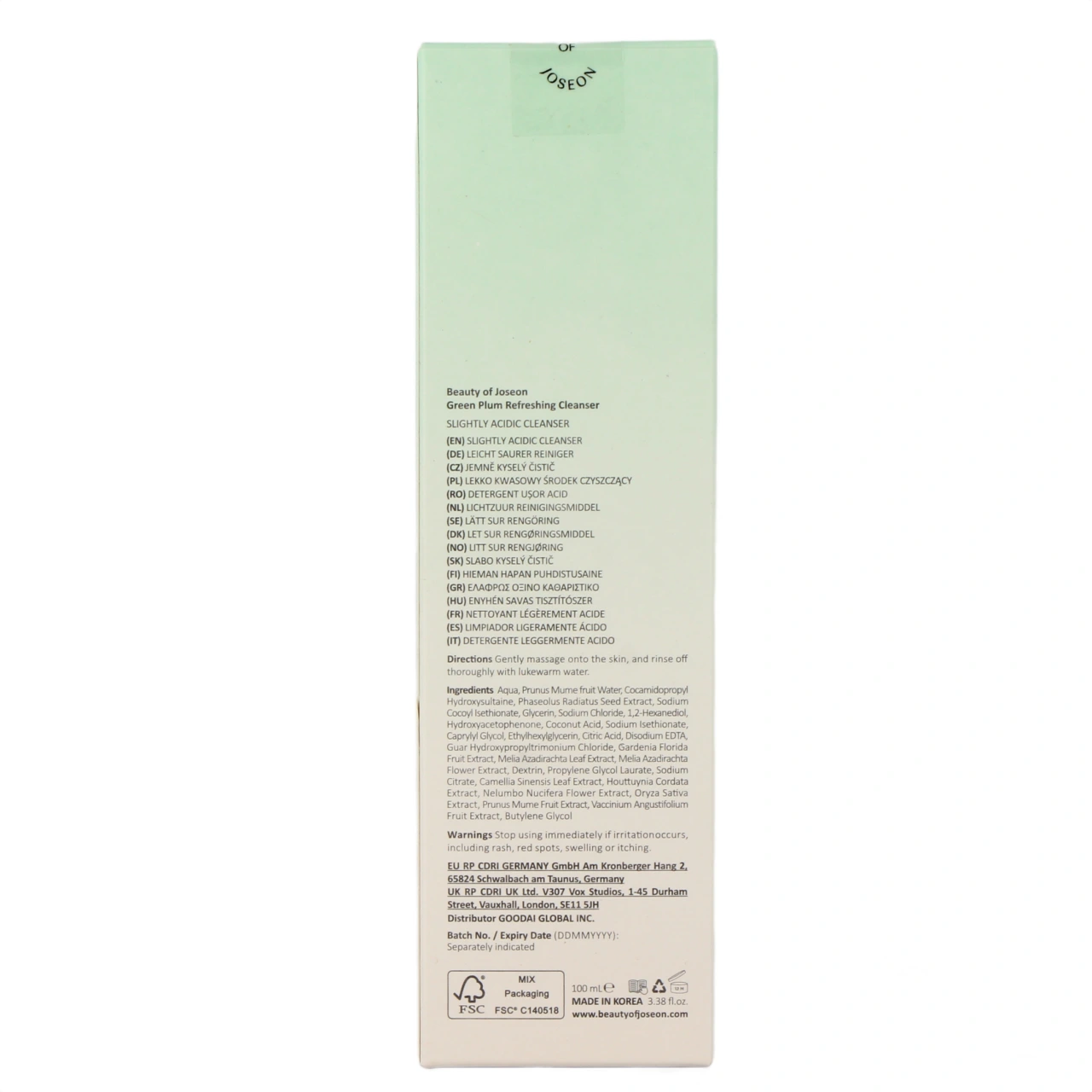 Beauty of Joseon Green Plum Refreshing Cleanser - Vue 3