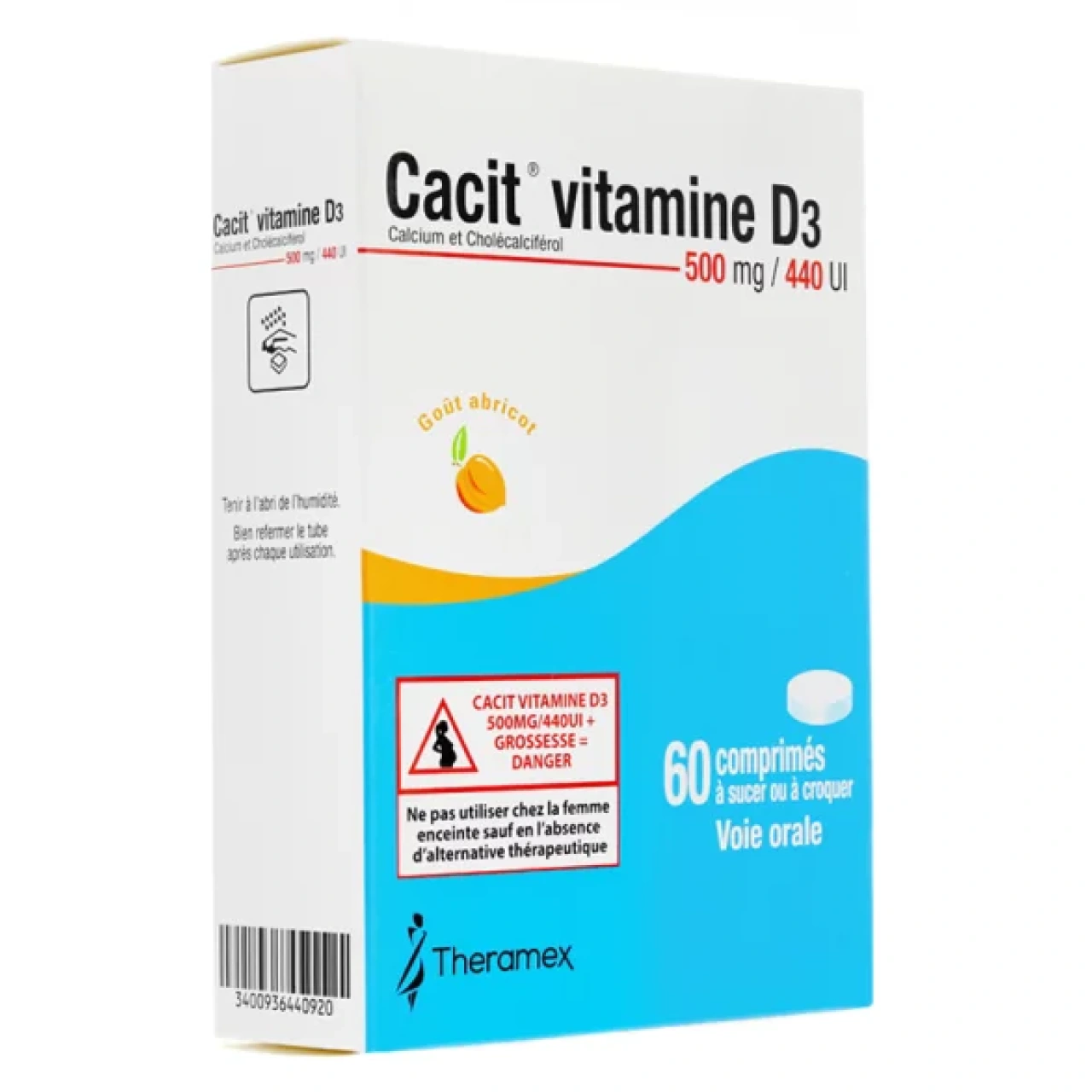 Cacit Vitamine D3 500mg / 440UI 60 comprimés à sucer - Vue 4