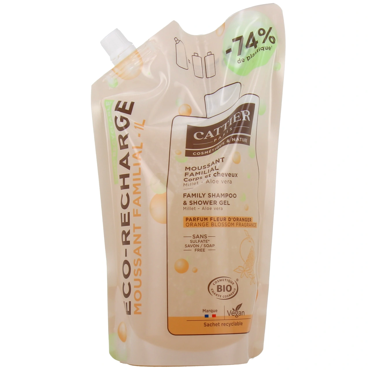 Cattier Gel Moussant Familial Bio Corps et Cheveux Sans sulfate - Vue 4