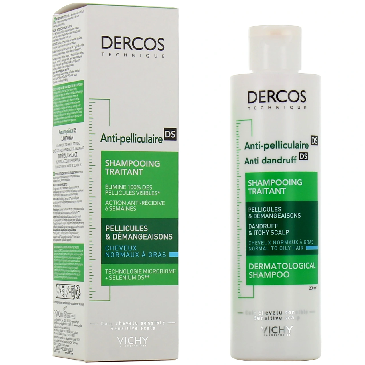 Dercos Shampooing Traitant Anti-Pelliculaire Cheveux Normaux à Gras - Dercos