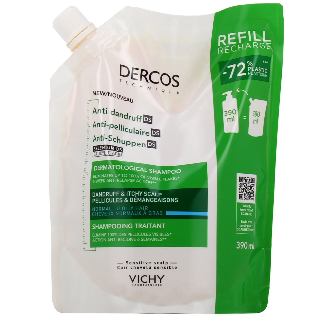 Dercos Shampooing Traitant Anti-Pelliculaire Cheveux Normaux à Gras - Vue 7