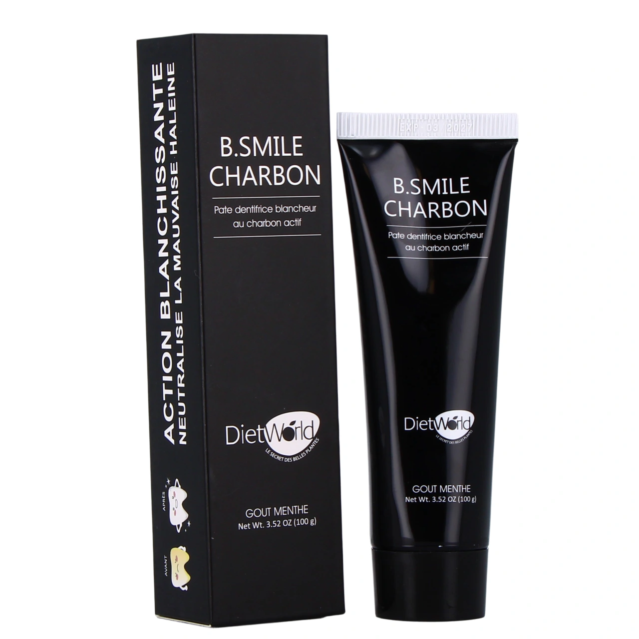 Diet World B.Smile Dentifrice Blancheur Charbon Actif Goût Menthe - Diet World