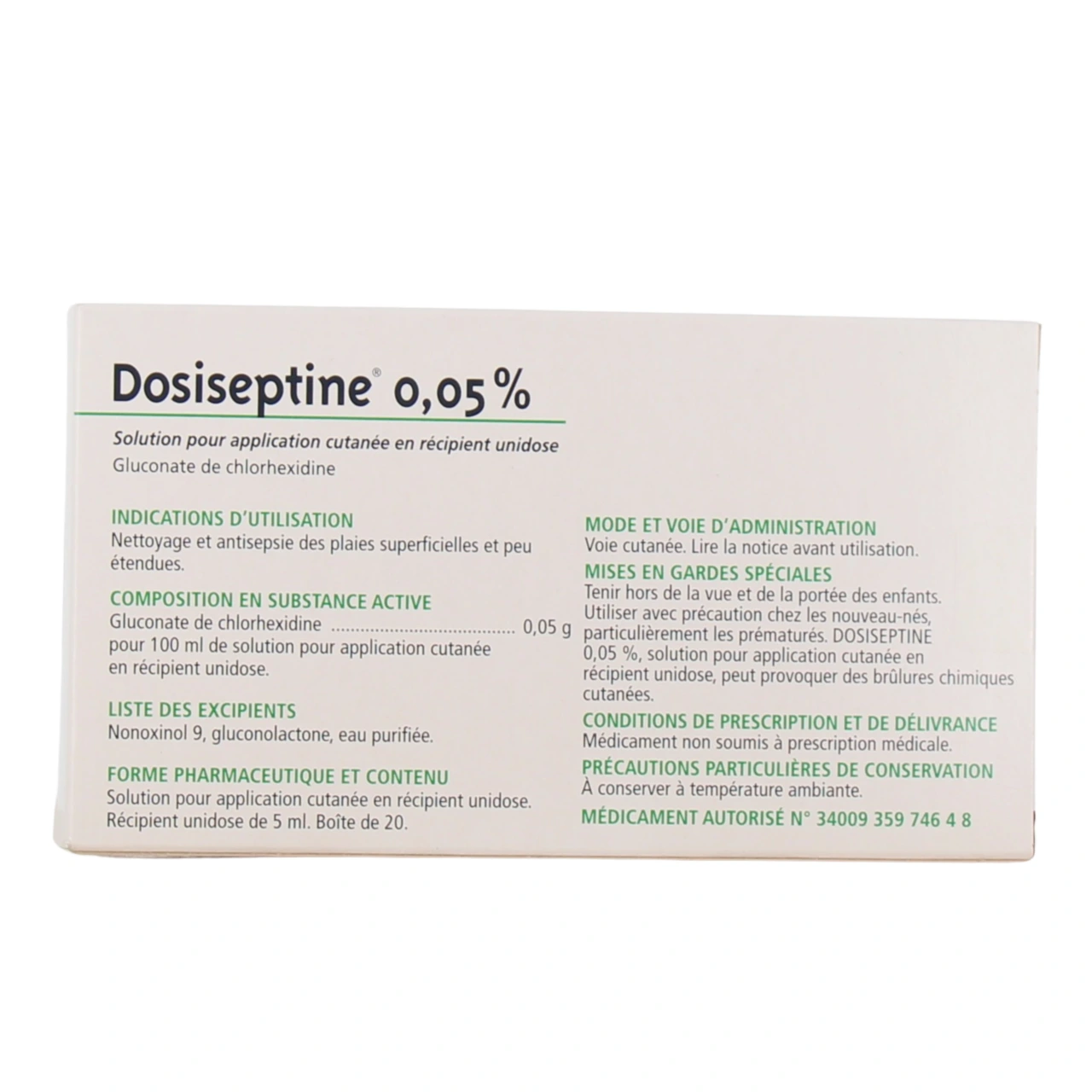 Dosiseptine 0,05% Solution Antiseptique en unidoses - Vue 2