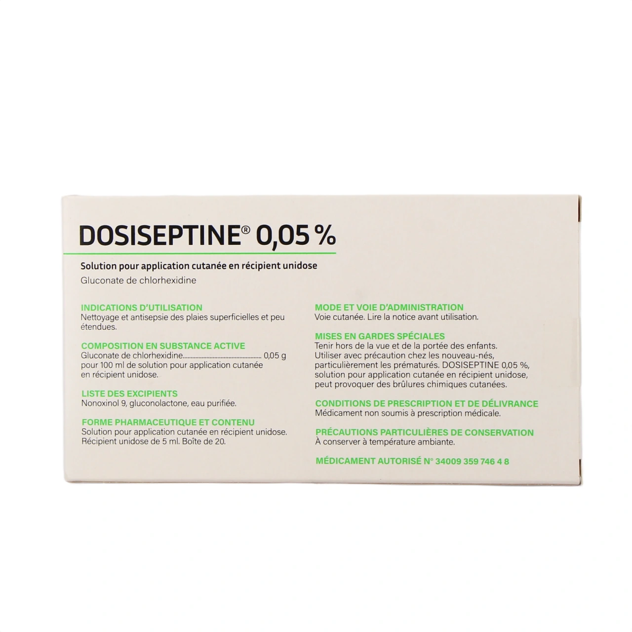 Dosiseptine 0,05% Solution Antiseptique en unidoses - Vue 3