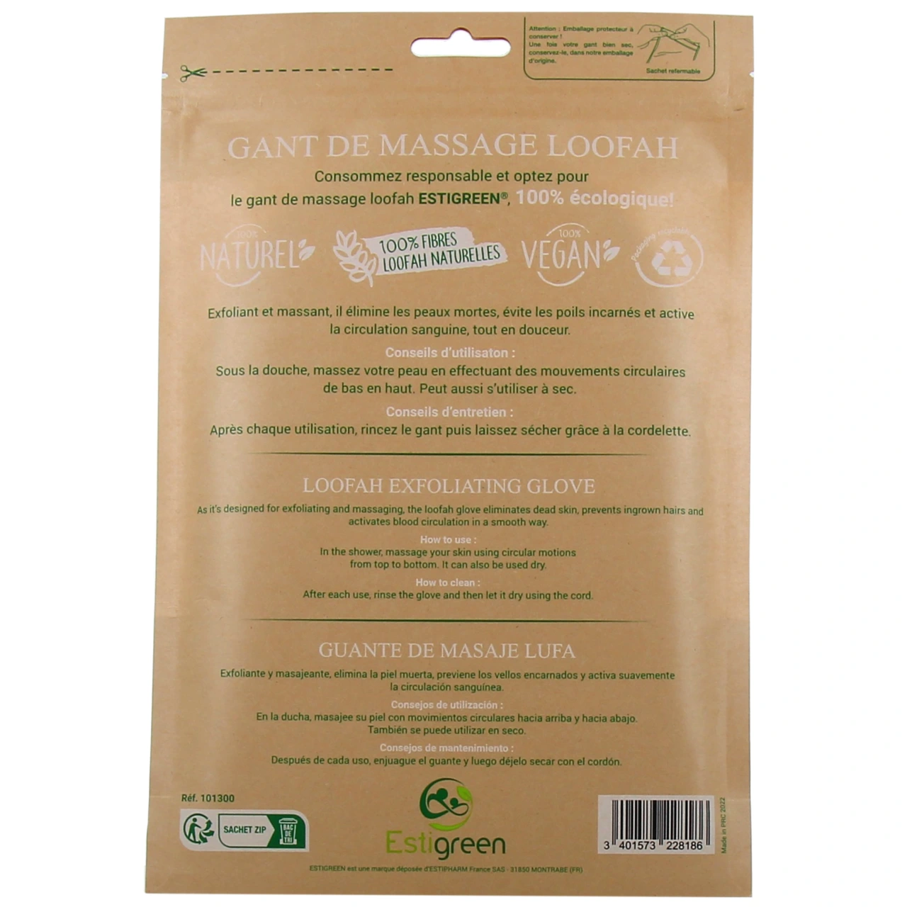 Estipharm Estigreen Gant de Massage Loofah - Vue 2
