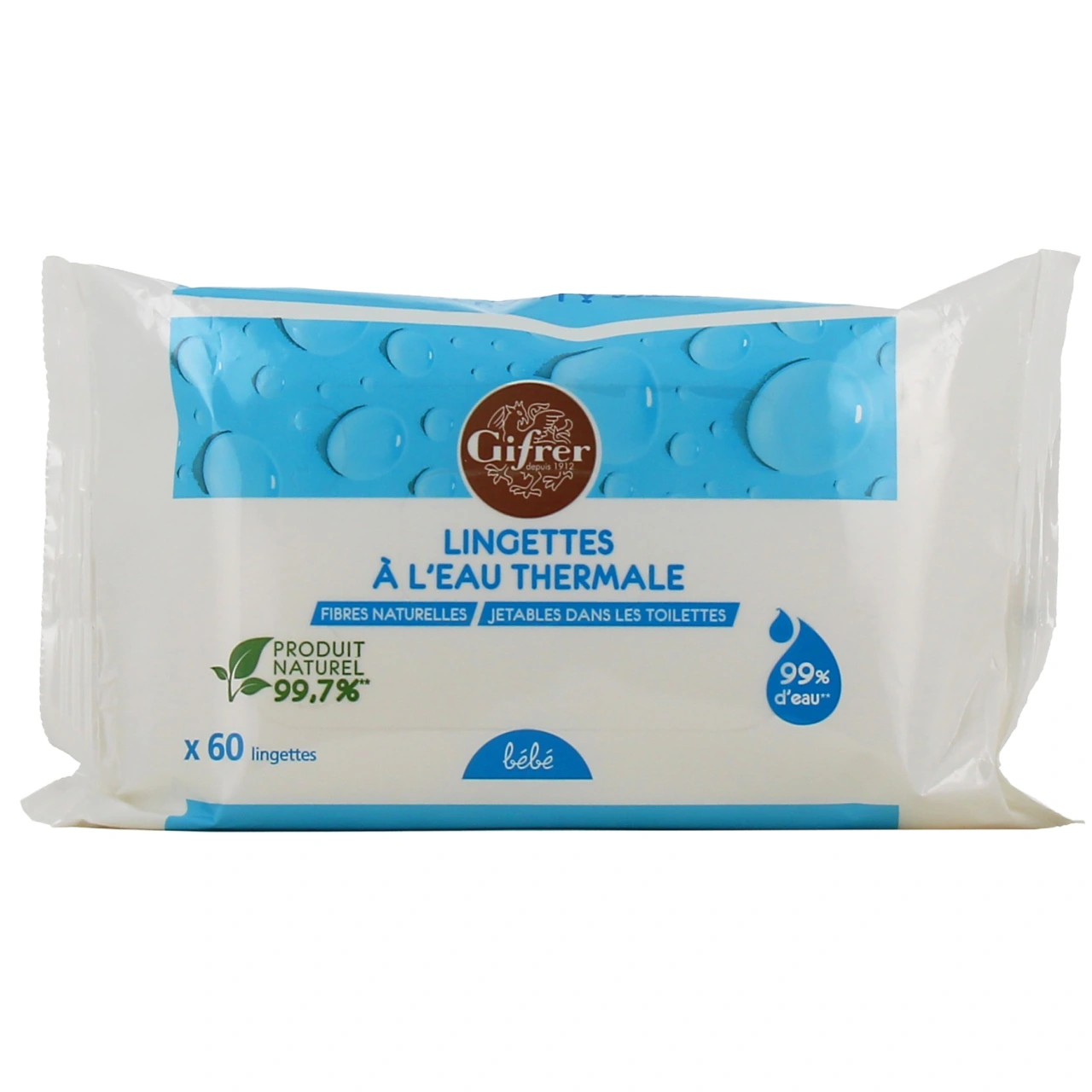 Gifrer Lingettes Bébé Biodégradables à l'Eau Thermale d'Auvergne - Gifrer