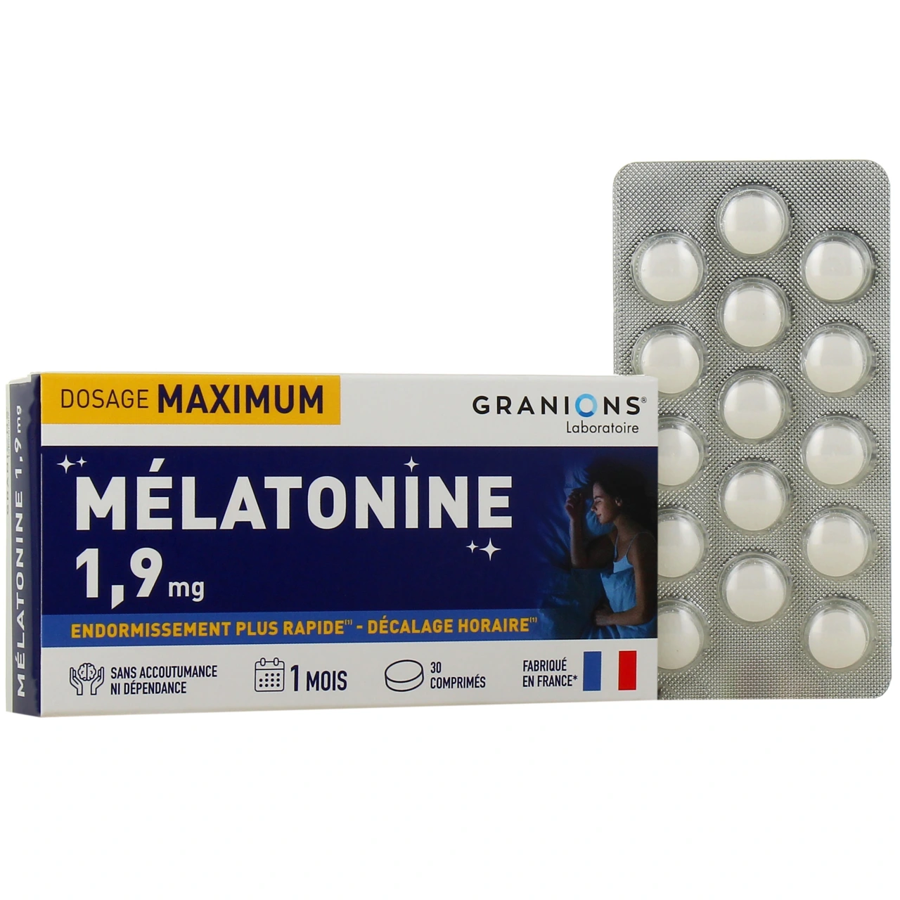 Granions Mélatonine 1,9mg Endormissement rapide - Granions