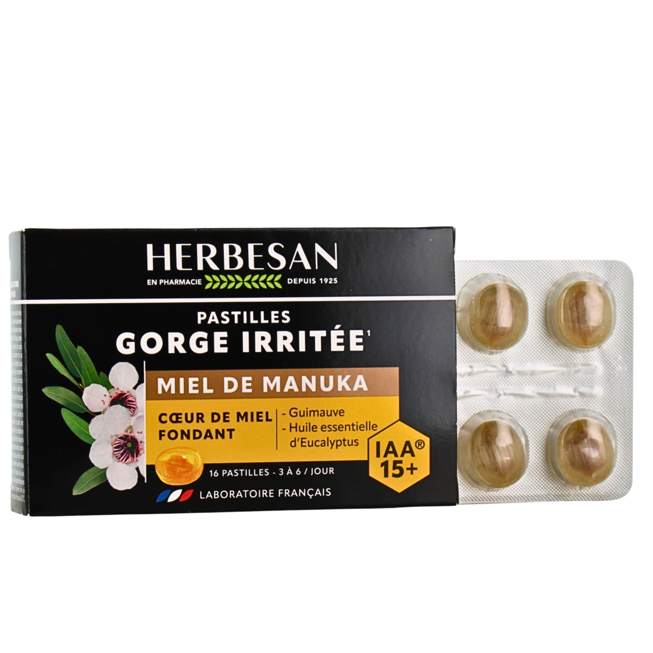 Herbesan Pastilles Gorge Miel de Manuka IAA 15+ - Herbesan