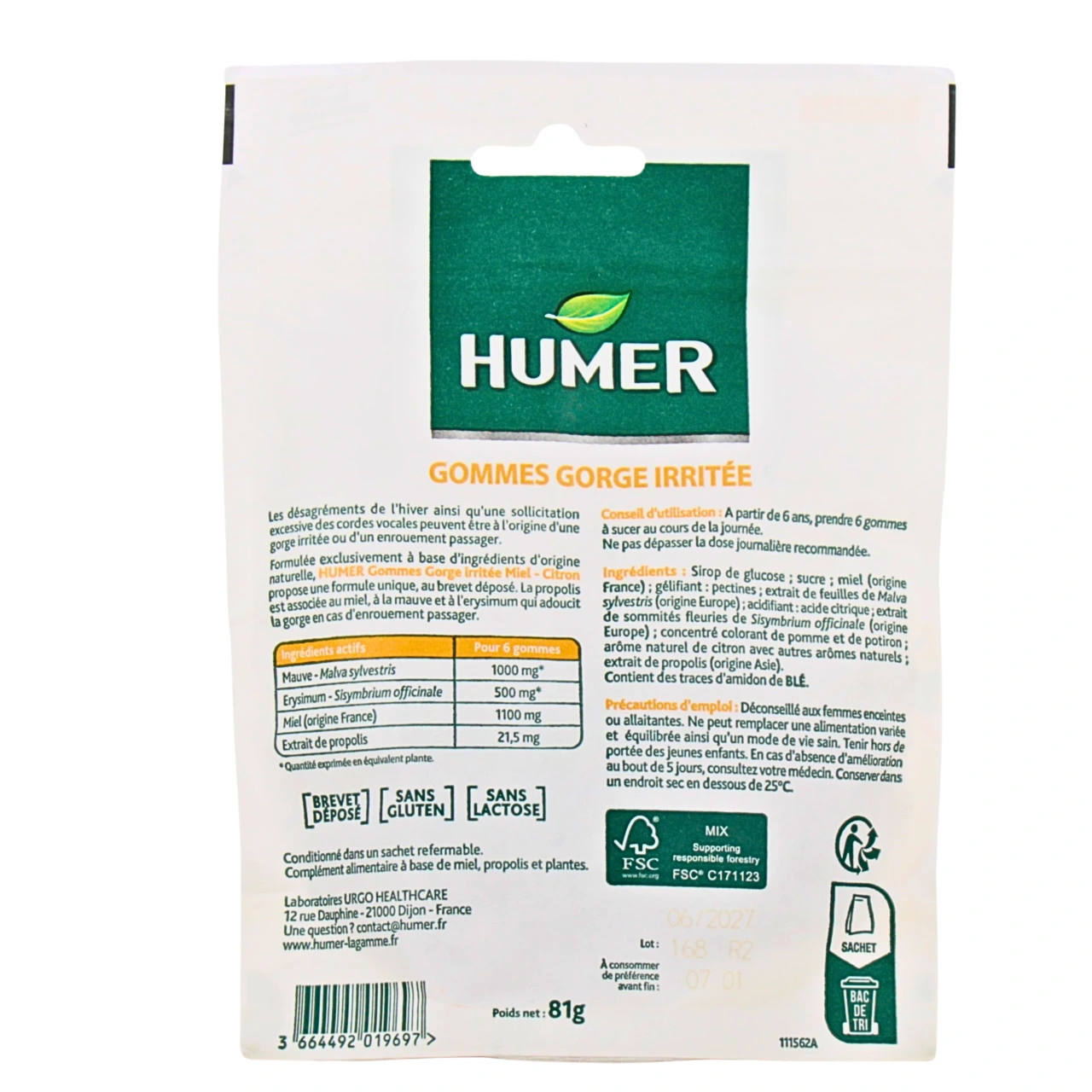 Humer Gommes Gorge Sensible - Vue 4