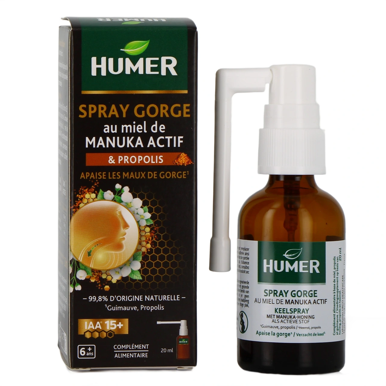 Humer Spray Gorge au Miel de Manuka Actif et Propolis - Humer
