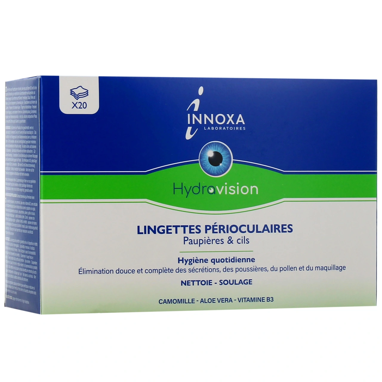 Innoxa Hydravision Lingettes Périoculaires Yeux et Paupières Sensibles - Biosynex