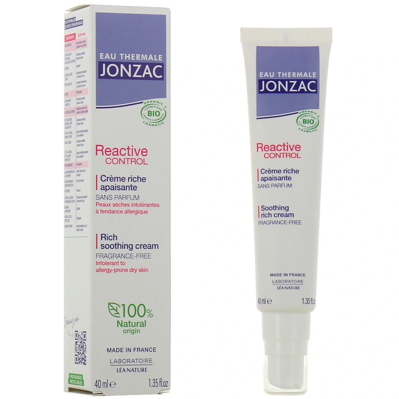 Jonzac Reactive Control Crème Riche Apaisante Bio - Jonzac