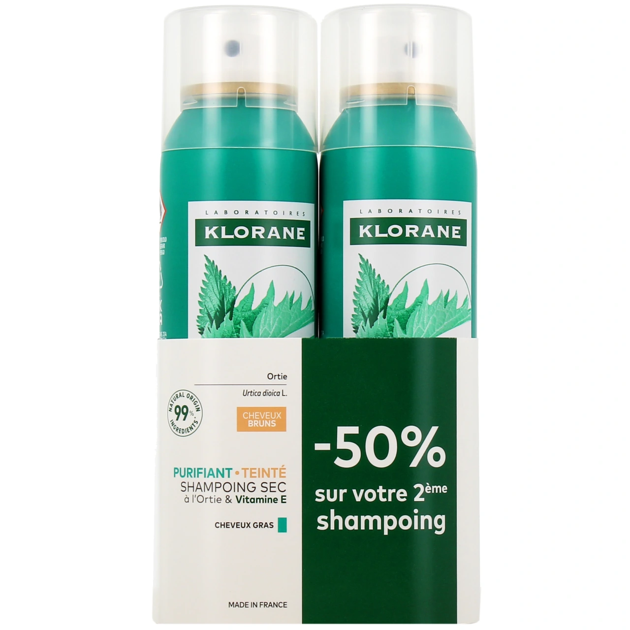 Klorane Shampoing Sec à l'Ortie Cheveux Châtains à Bruns - Vue 3