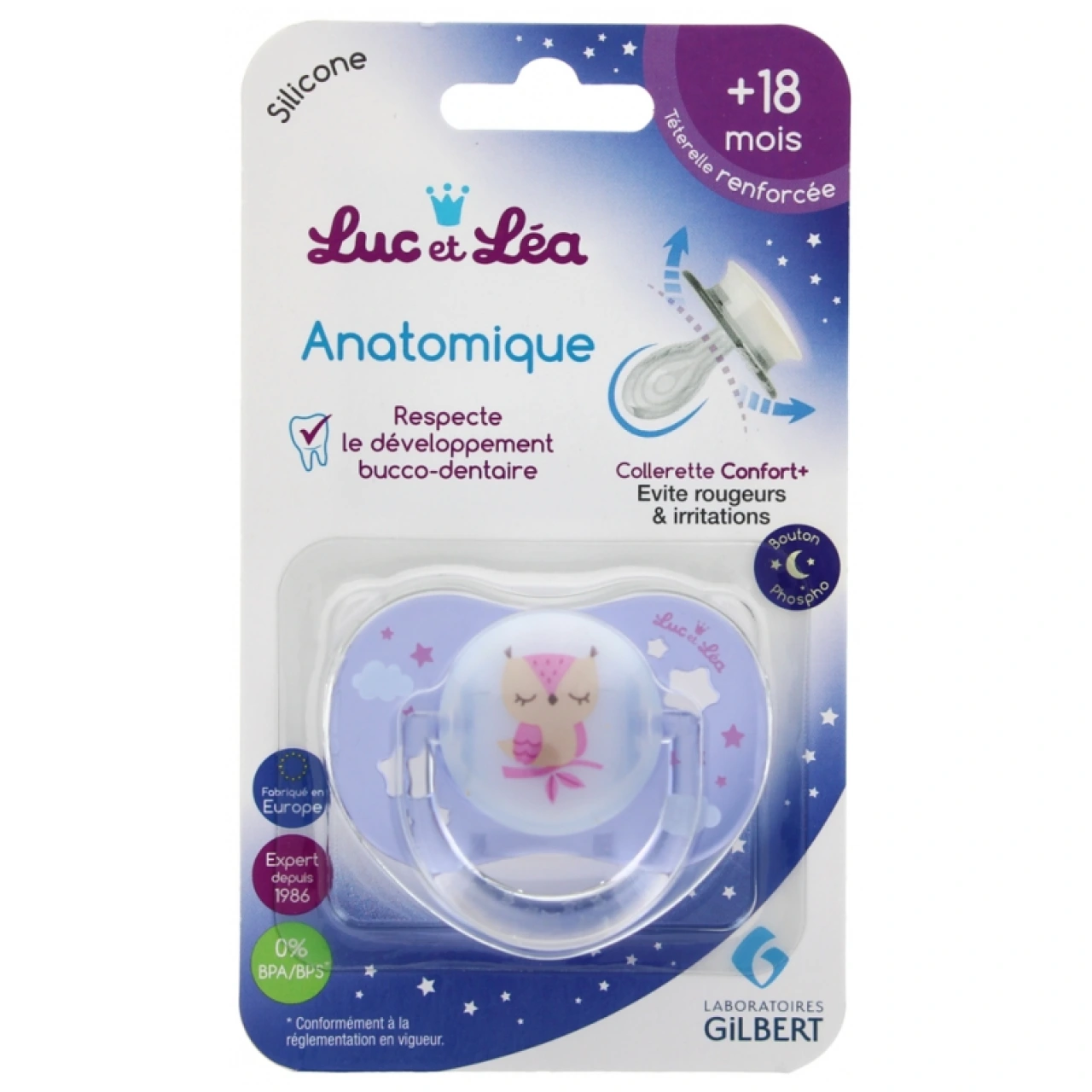 Luc et Léa Sucette anatomique phosphorescente 18 mois et plus - Luc et Léa