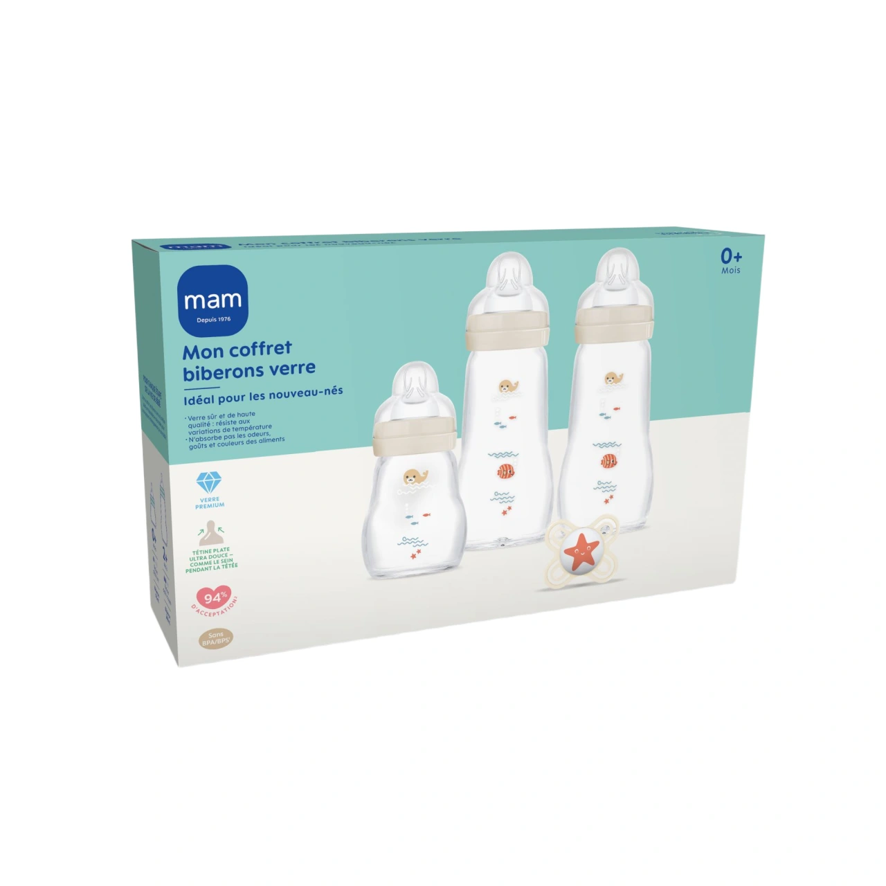 MAM Coffret 3 Biberons en Verre Naissance - MAM