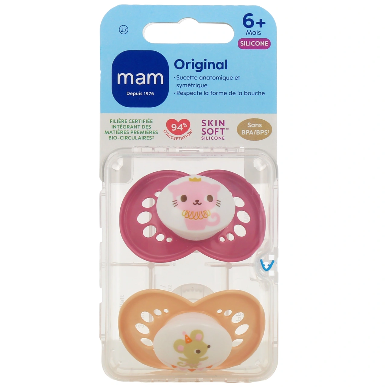 MAM Original Sucettes Anatomiques Silicone 6 Mois et + - Vue 3