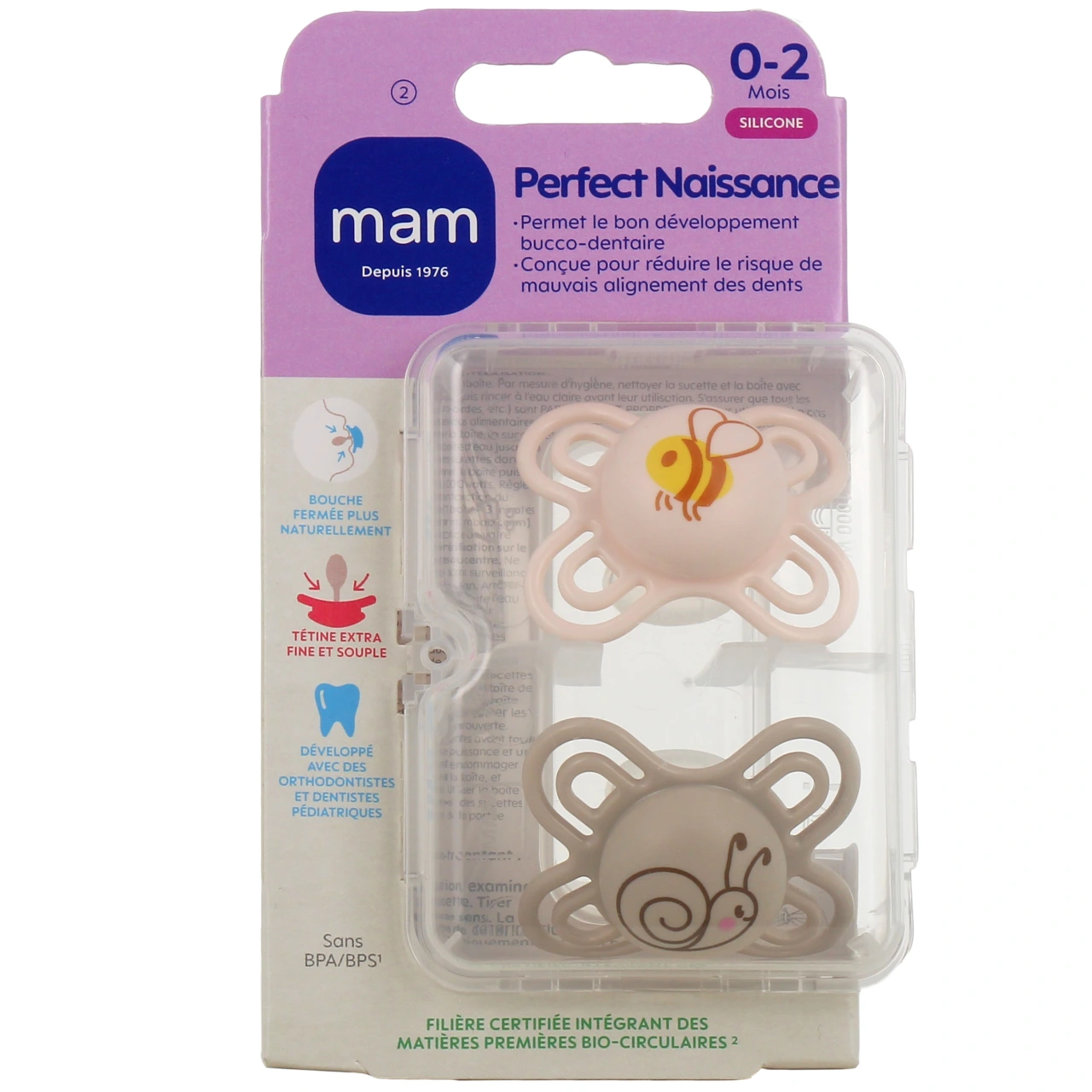 MAM Perfect Naissance Sucettes Silicone 0-2 mois - Vue 2
