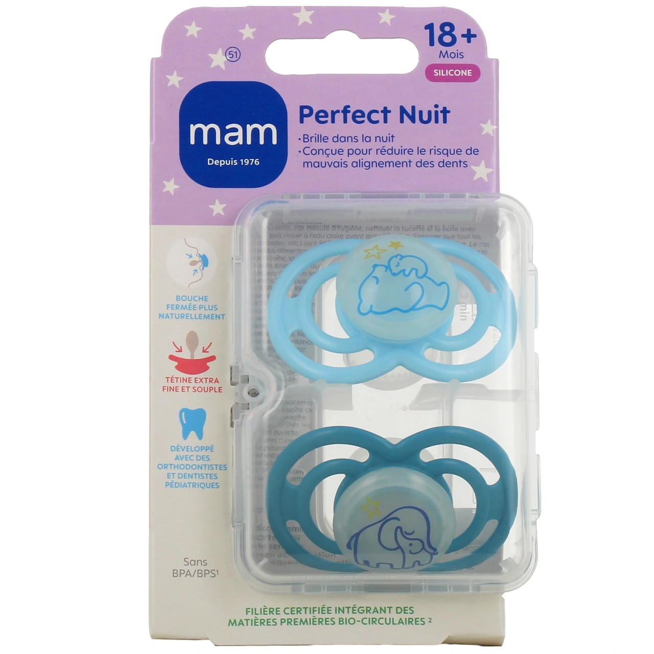 MAM Perfect Nuit Sucettes Silicone 18 mois et + - Vue 2