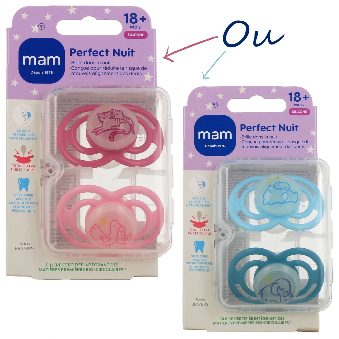 MAM Perfect Nuit Sucettes Silicone 18 mois et + - MAM