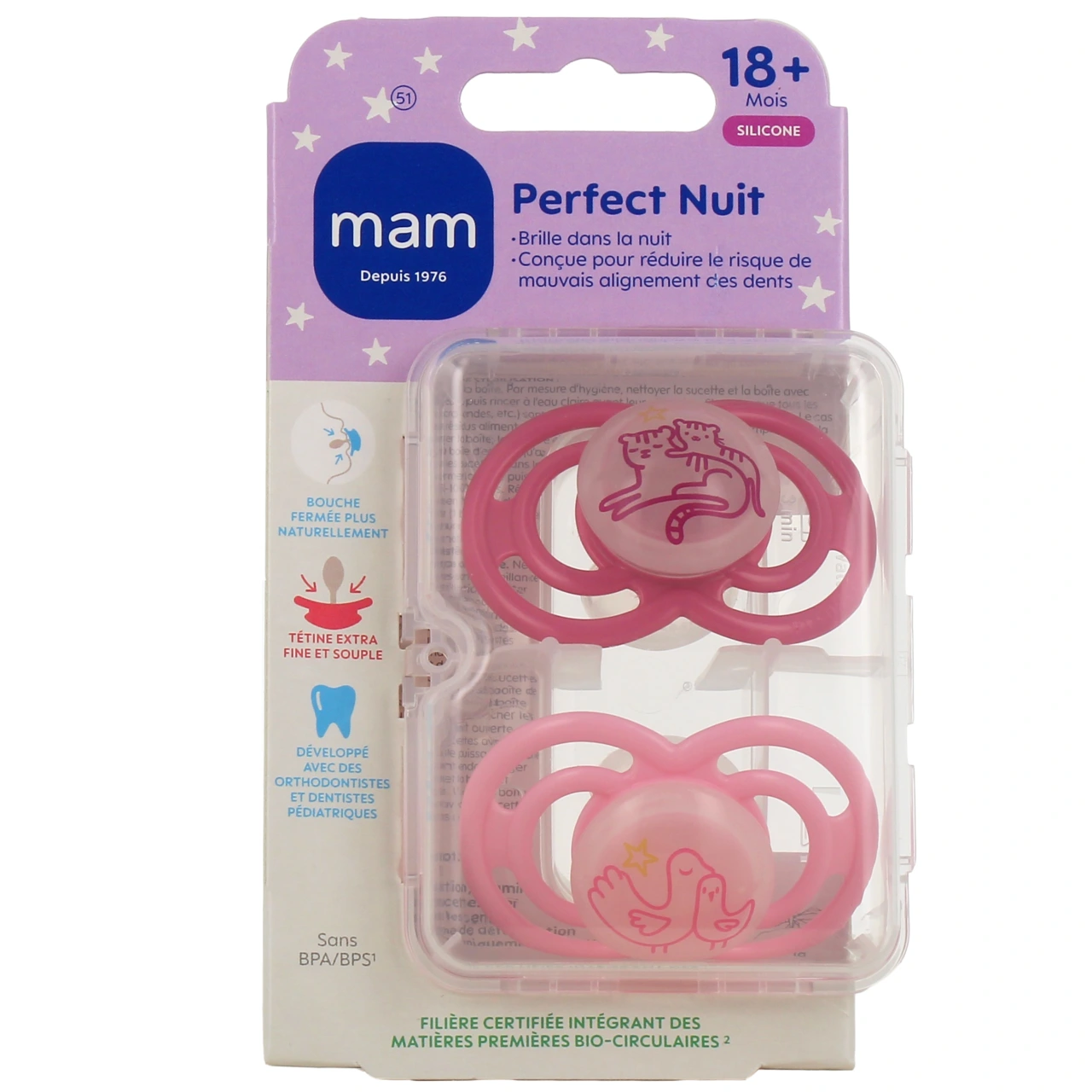 MAM Perfect Nuit Sucettes Silicone 6 mois et + - Vue 2