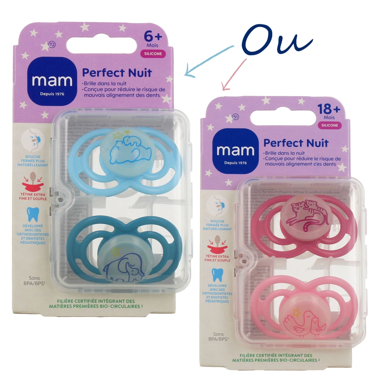 MAM Perfect Nuit Sucettes Silicone 6 mois et + - MAM