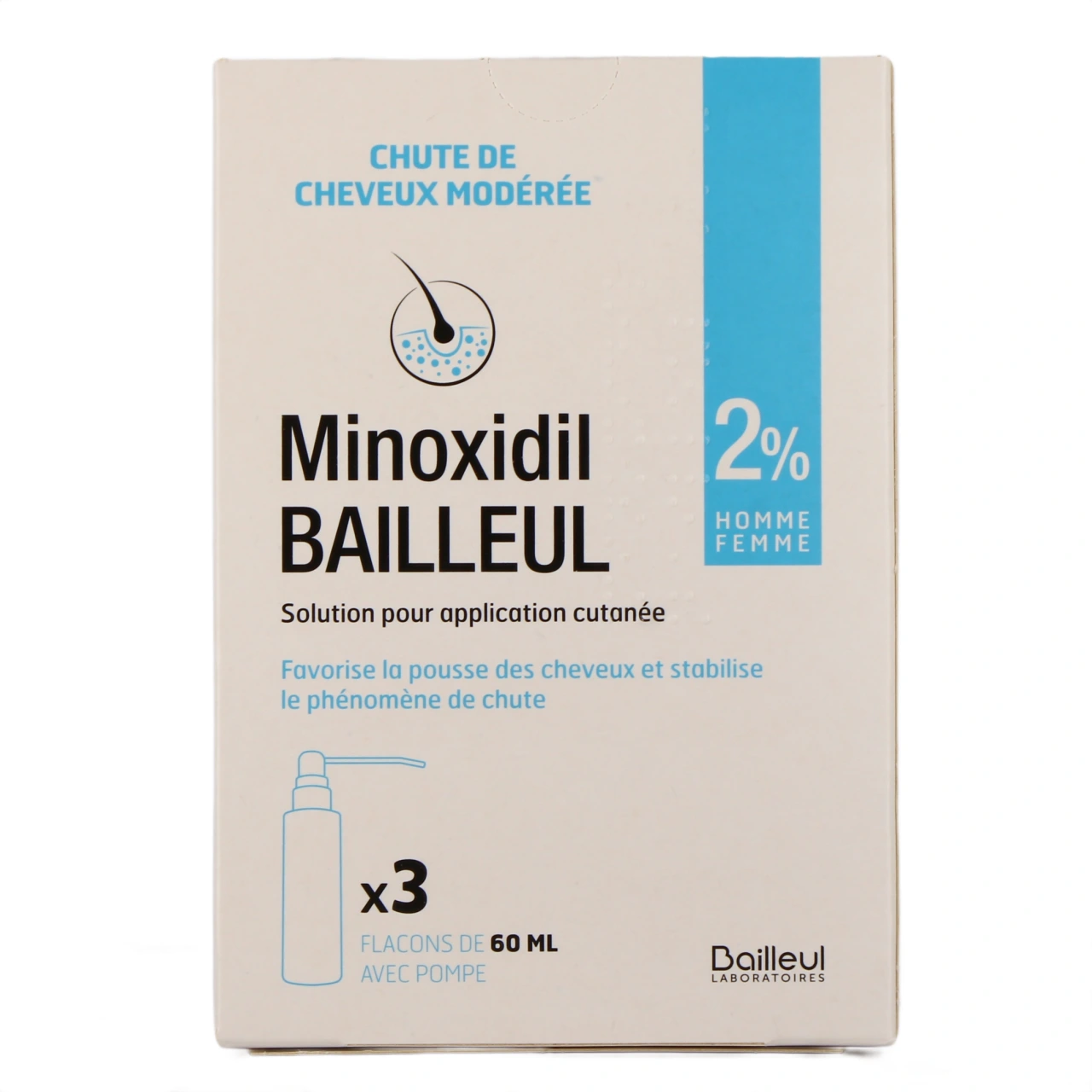 Minoxidil 2% 3x60 ml - Vue 2