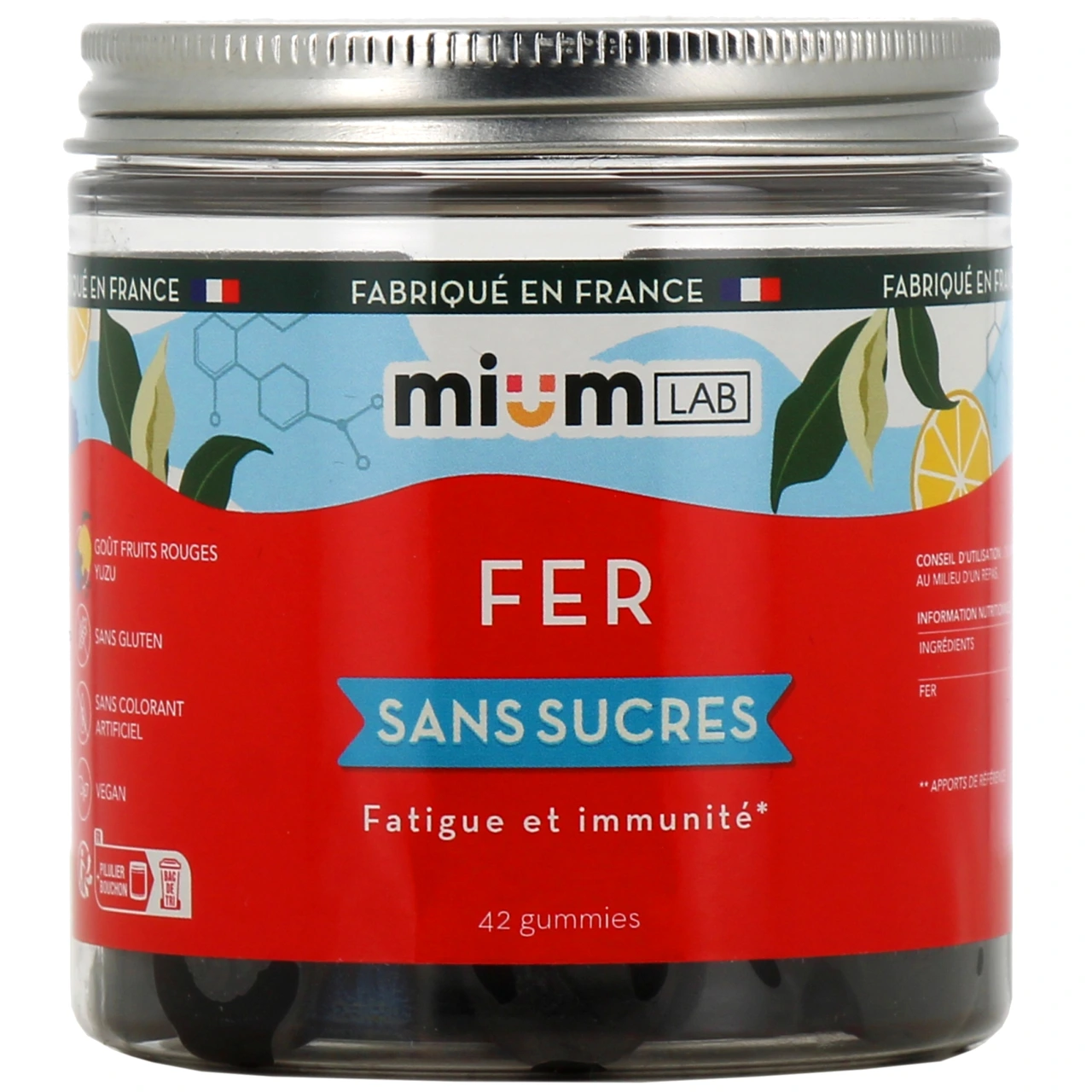 Mium Lab Fer Gummies sans sucres - Mium Lab