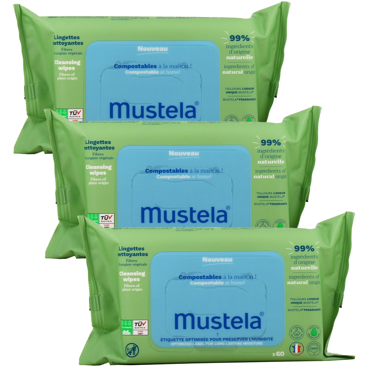 Mustela Lingettes Nettoyantes Visage, Mains et Siège - Vue 3