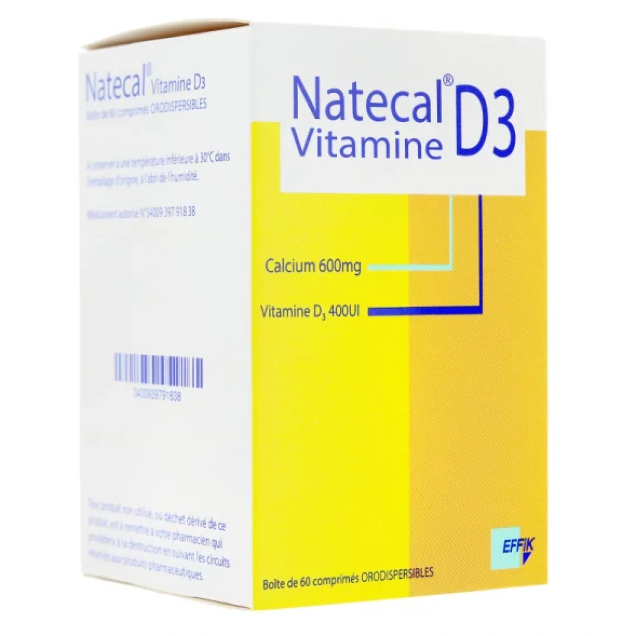 Natecal Vitamine D3 600mg / 400UI - Effik