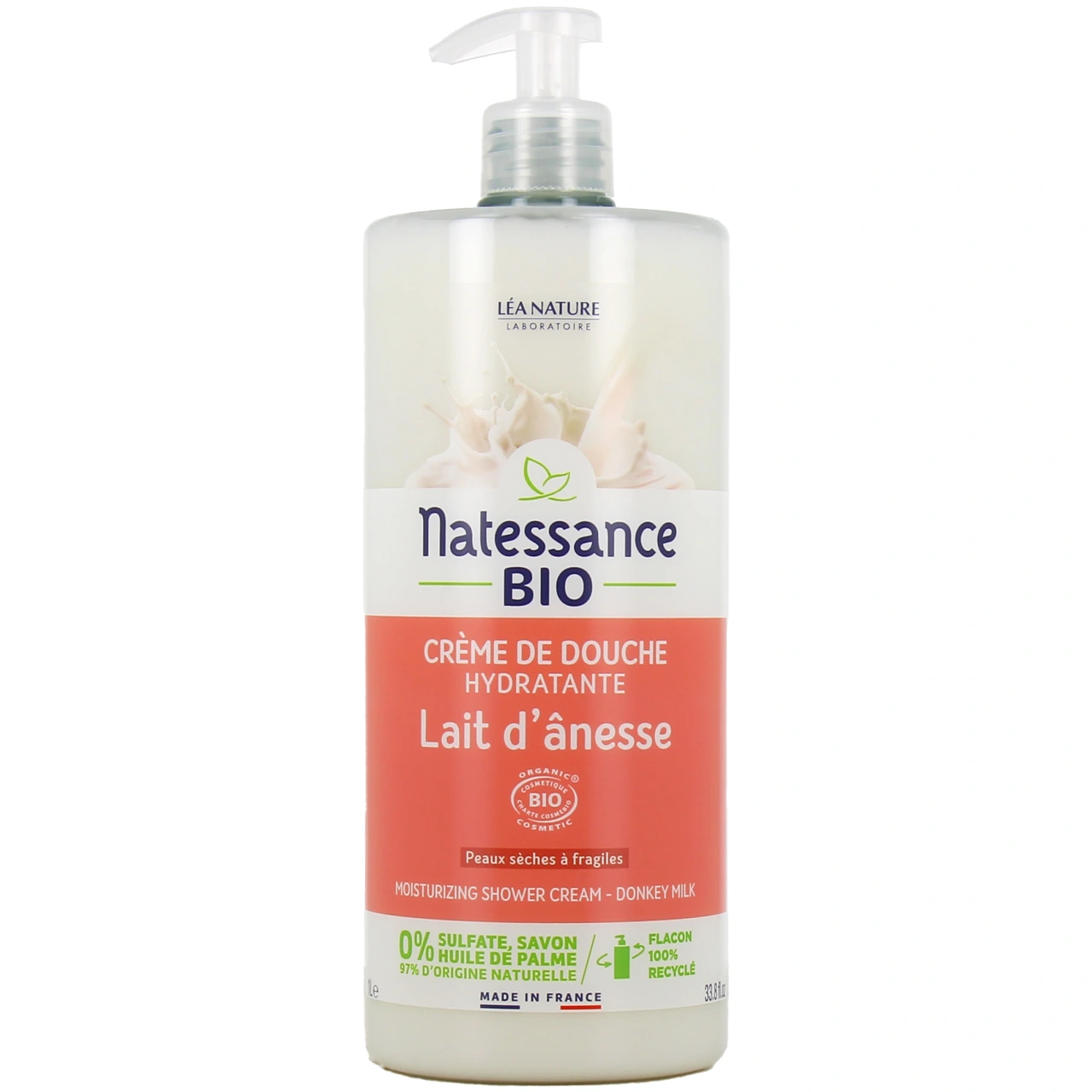 Natessance Bio Crème de Douche Hydratante Lait d'ânesse - Natessance